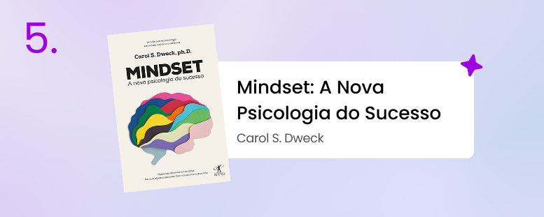 Imagem mostrando a capa do livro ''Mindset: a nova psicologia do sucesso'' e quem o escreveu (Carol S. Dweck).